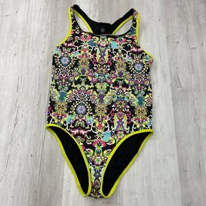 Athleta Paisley Floral Multicolor Reversible Racerback One Piece Swimsuit